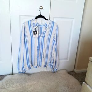 NWT Very J striped v-neck blouse size Large